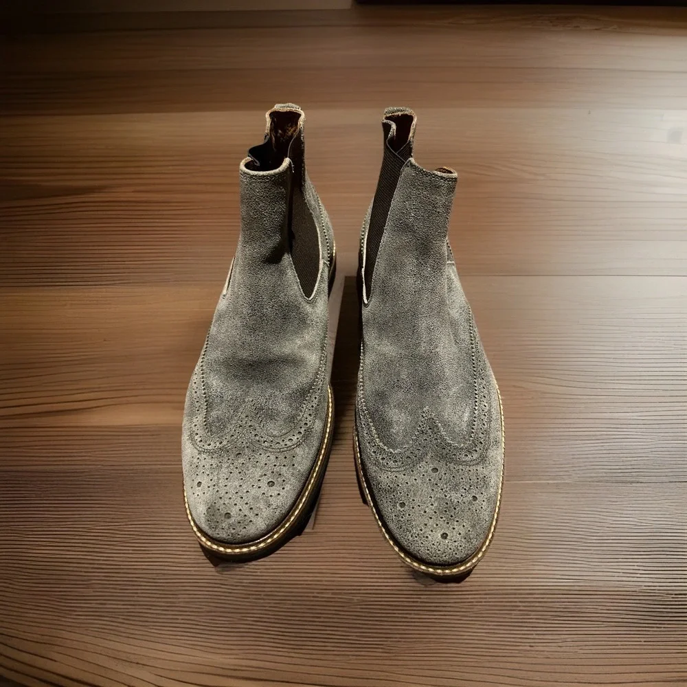 Martin Dingman Blue‎ Ridge Suede Chelsea Boots Size 9 Mens Wingtips